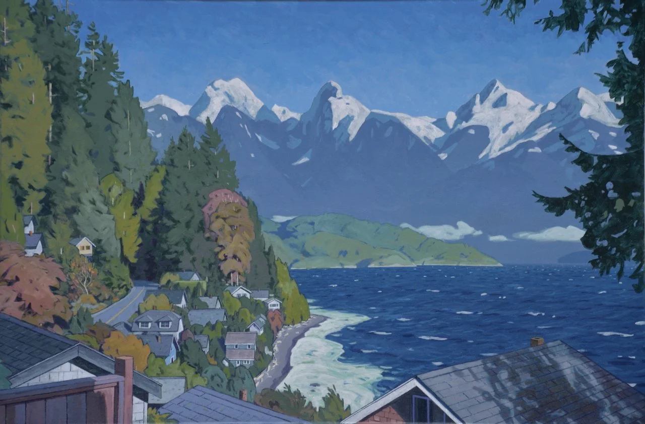 Houses in the Fjord 24 x 36  Acrylic on Canvas $ 6900 