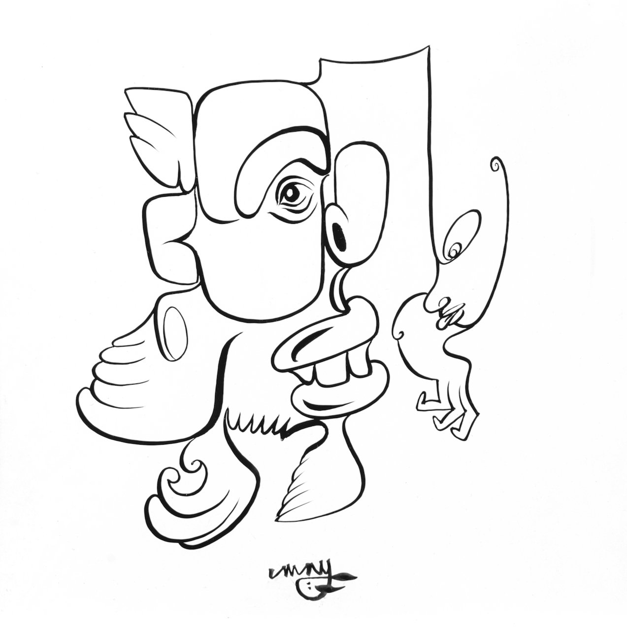  Swoop of the Hand (Geste de la Main) 12 x 12  Ink on Board  Inquire for Pricing  