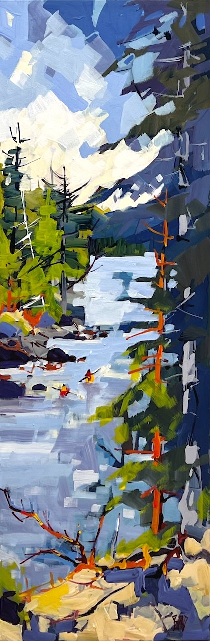  Paddling Coastal Waters 36 x 12  Acrylic on Canvas SOLD 