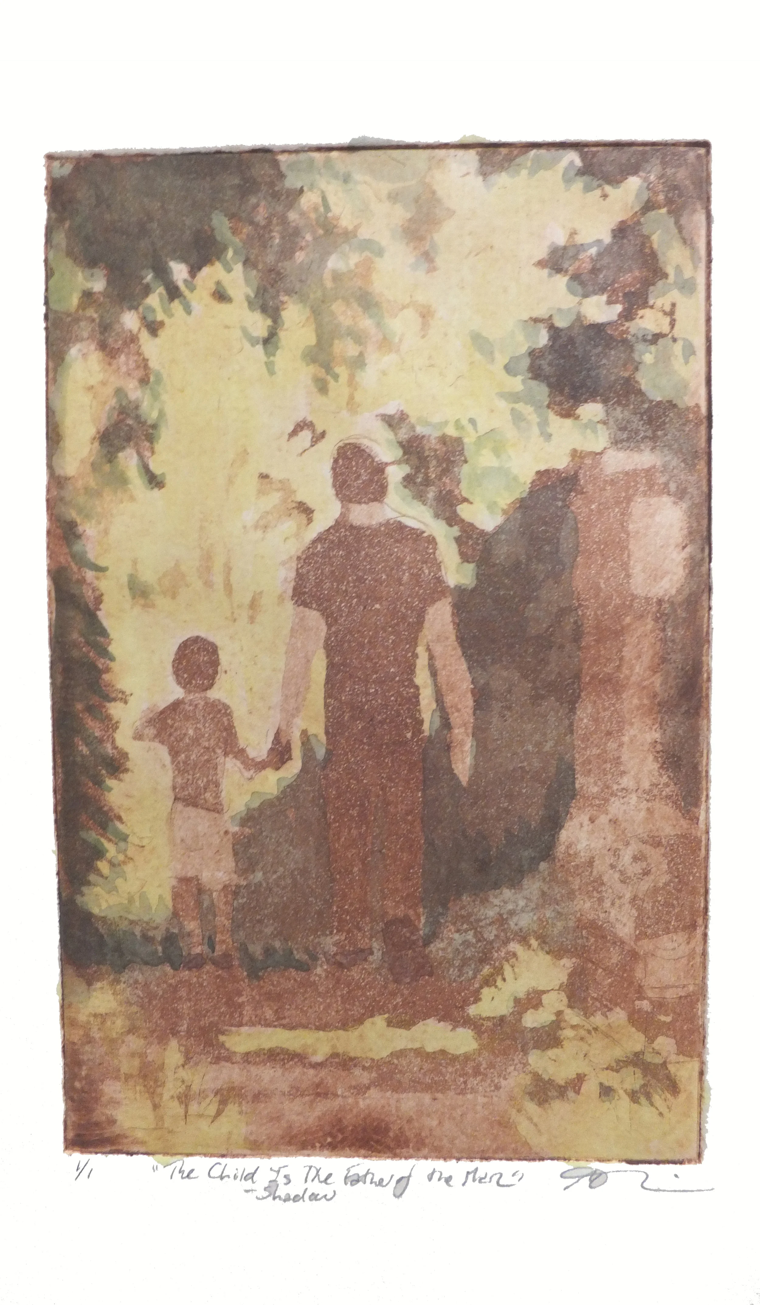   These images are hand colored etchings in which I used client's photographs as references, darkening the figures into silhouette. If you have a favorite image of your family together consider a silhouette etching as a creative option to a tradition