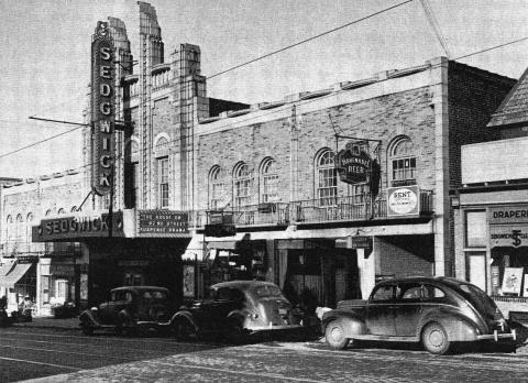 Exterior of the Sedgwick Theater in the 1940s