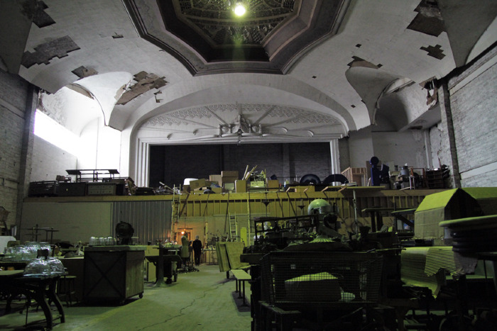 What now remains of the original theater, since converted into warehouse work space.