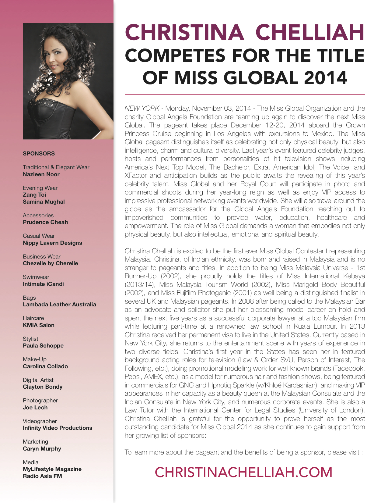 Press Release - Miss Global 2014 Malaysian Candidate Christina Chelliah.jpg