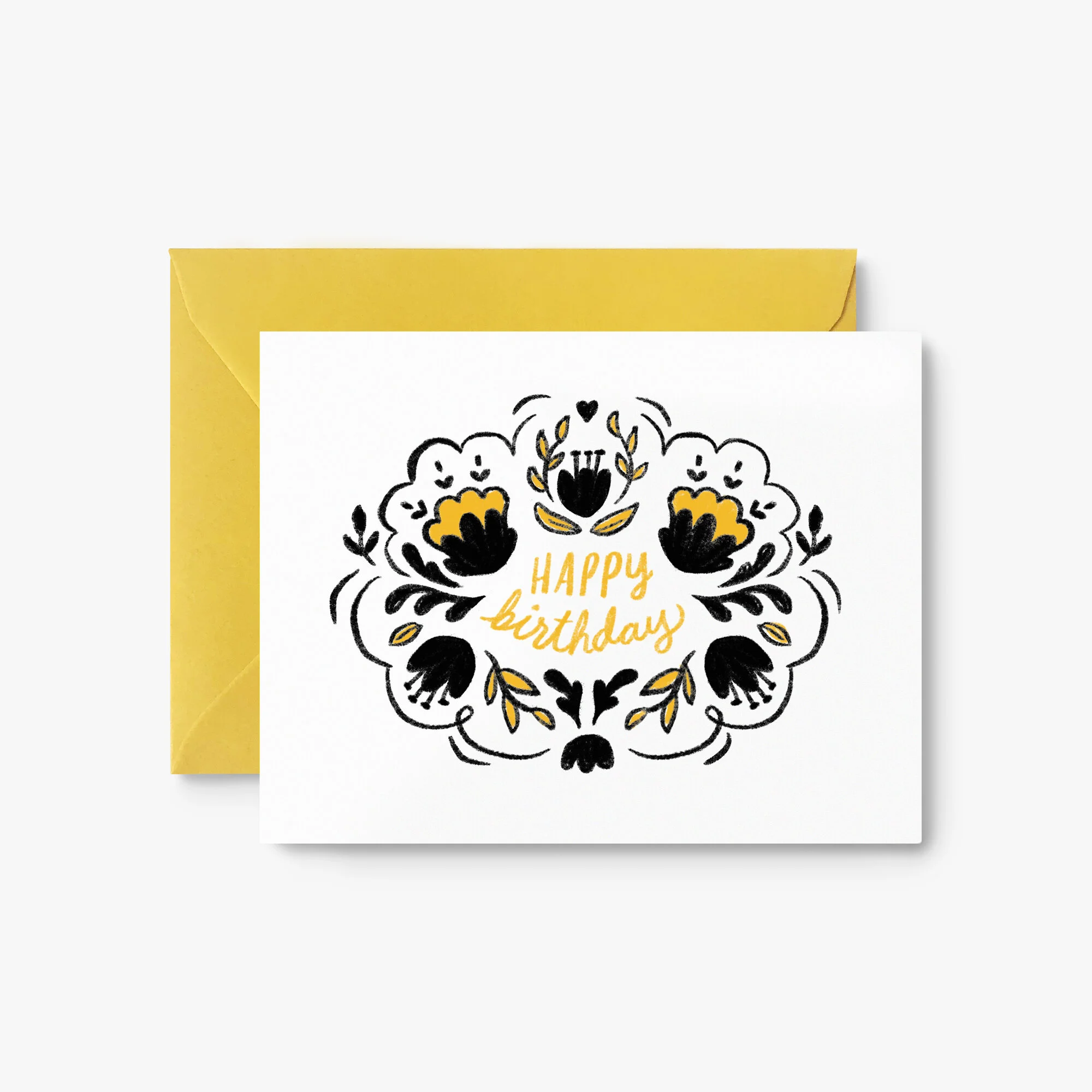 Happy Birthday Yellow Floral Card
