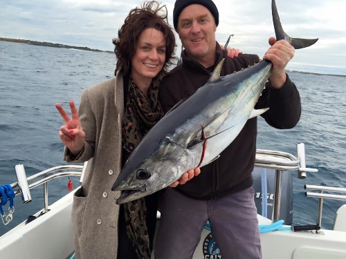 IMAGE: Here's me and my brother Shane and the 13kg Southern Bluefin Tuna we caught (ahem... that *he* caught) on our jaunt out with Salty Dog Fishing Charters,