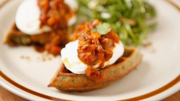 Red eggs at Cafe Kalimba. IMAGE: Darrian Traynor for Good Food.