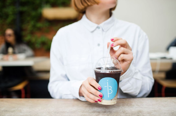 Bubble cup iced coffee at Industry Beans, Fitzroy. IMAGE: Industry Beans.
