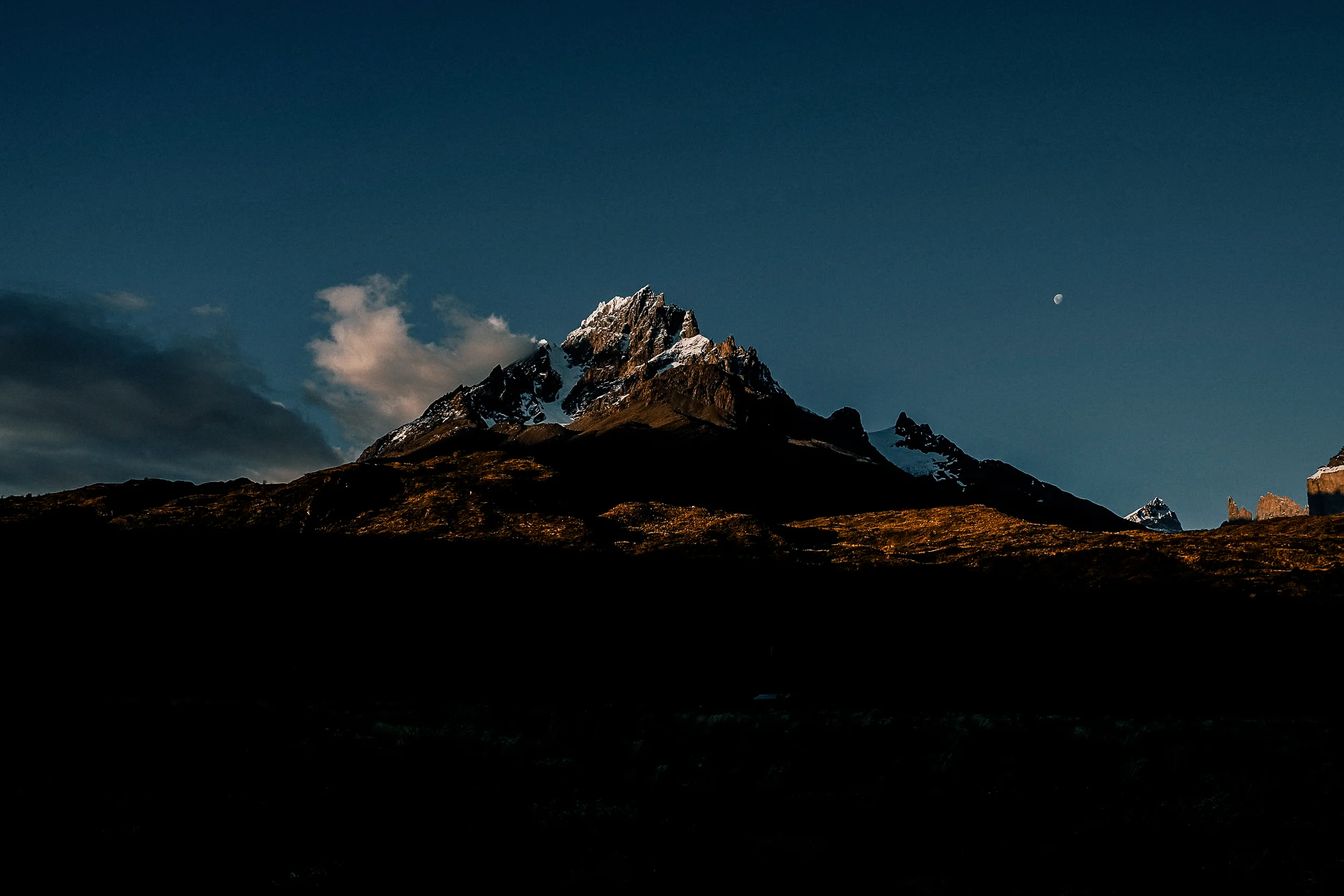 Our first night in Torres Del Paine with an insane view of Punta Bariloche from our campsite.