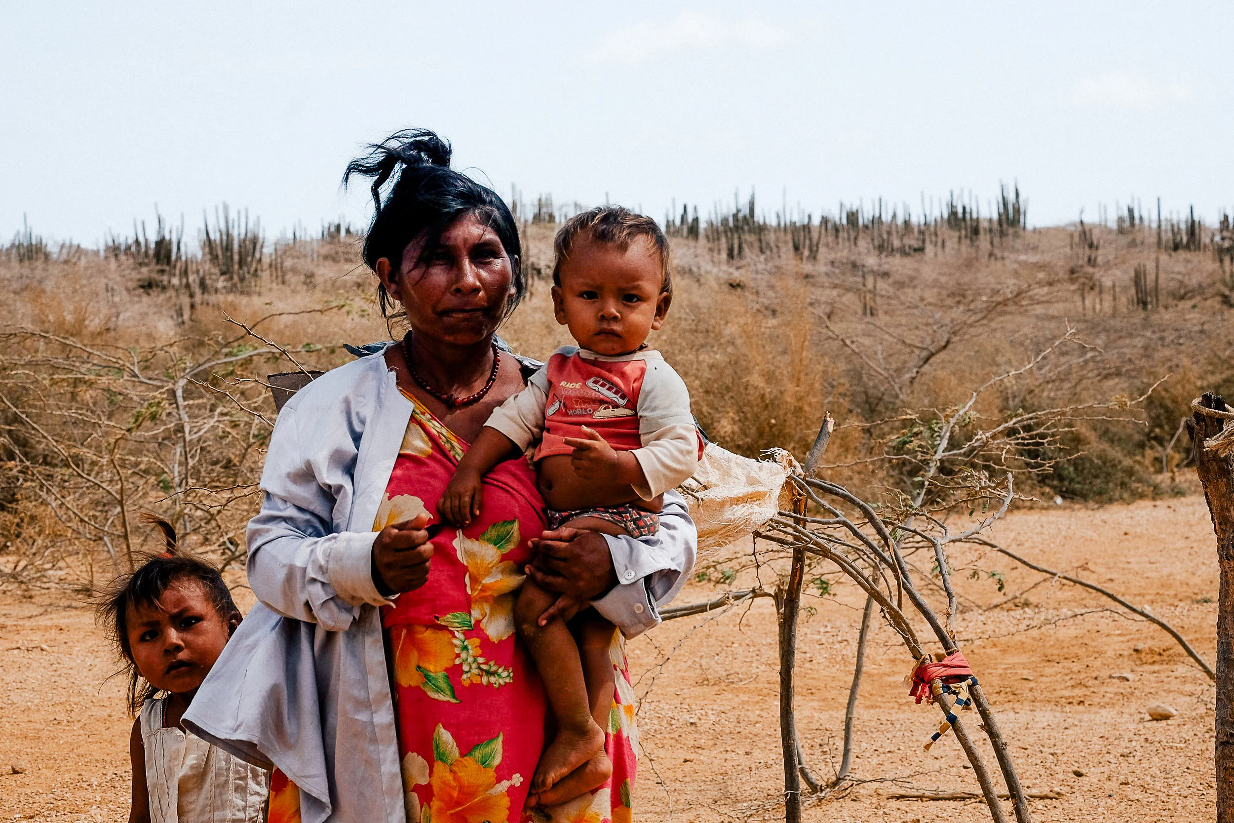 The nearby villagers had created makeshift gate so that they can collect food, water or lollies from tourists enroute to Punta Gallinas. 