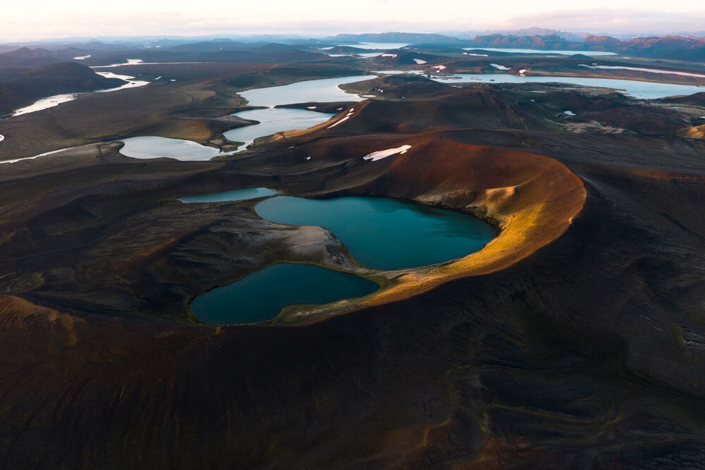 Sunset over Crater in the Highlands of Iceland