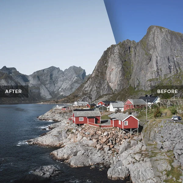 Red Cabins Village on Lofoten Islands Norway