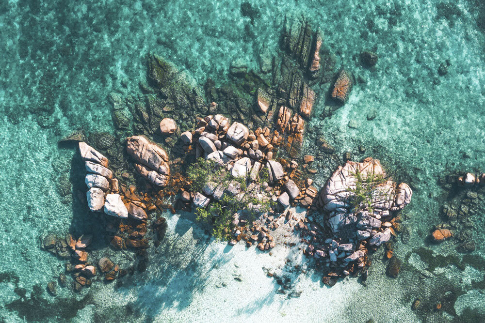 Small Tropical Dream Island Aerial Drone View