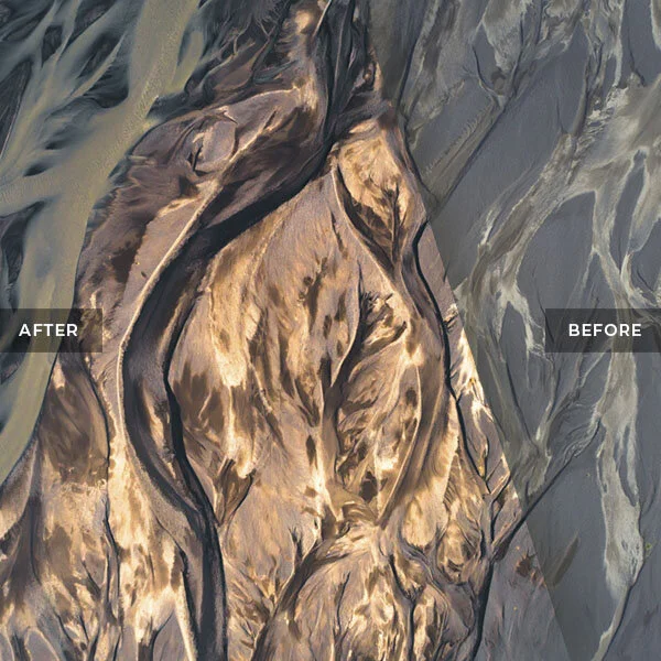 Abstract Golden Glacier River Delta in Iceland
