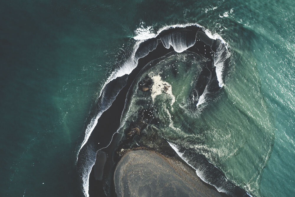 Aerial Drone Photo of Black Sand Beach
