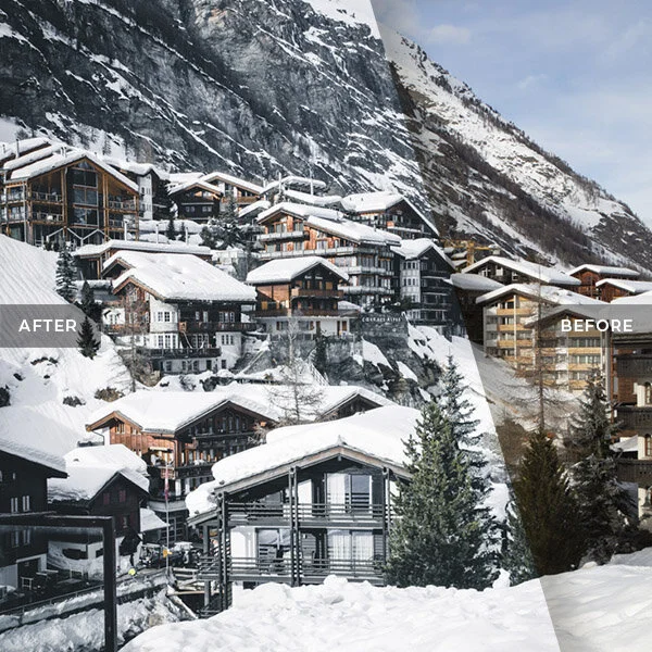 Snow Covered Cabins in Switzerland