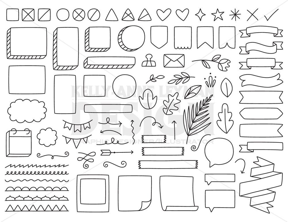 Planner Clipart, Doodle, Hand drawn Clip Art, Bullet Journal Clipart,  Commercial Use, Digital Download, Vector Graphics, Instant Download —  Kelly-Anne