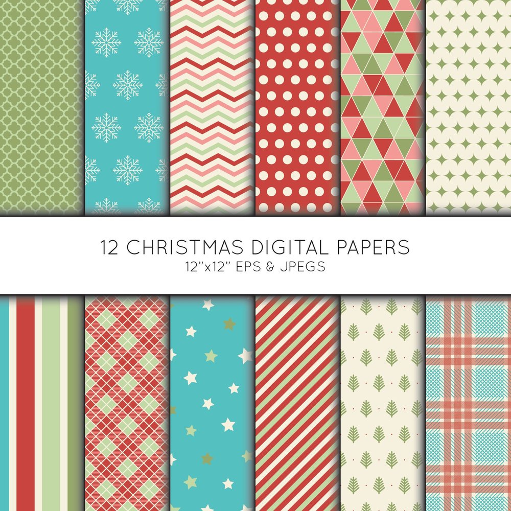 Christmas Digital Paper, Holiday Scrapbook paper, digital paper pack,  background, Vector Graphics, digital download, commercial use — Kelly-Anne  Leyman Design