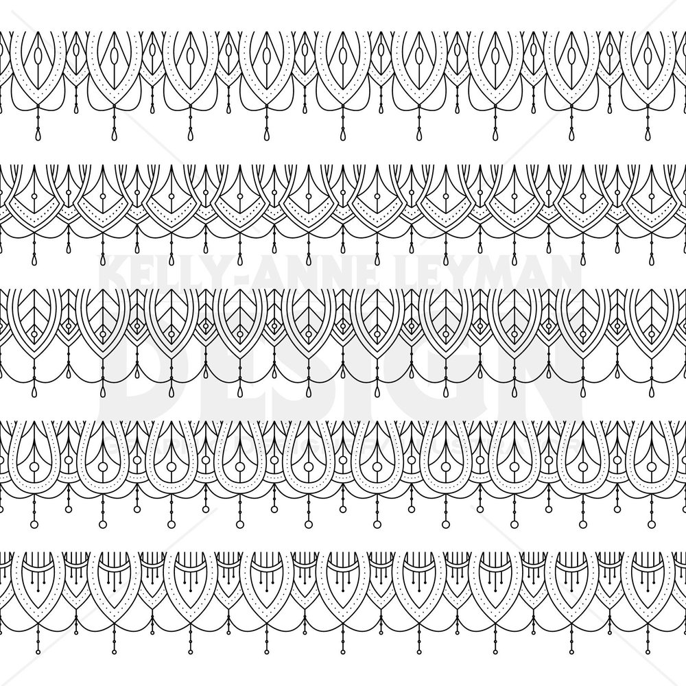 Lace Border Clip Art, Digital Clipart, Lace Digital Clipart, Black