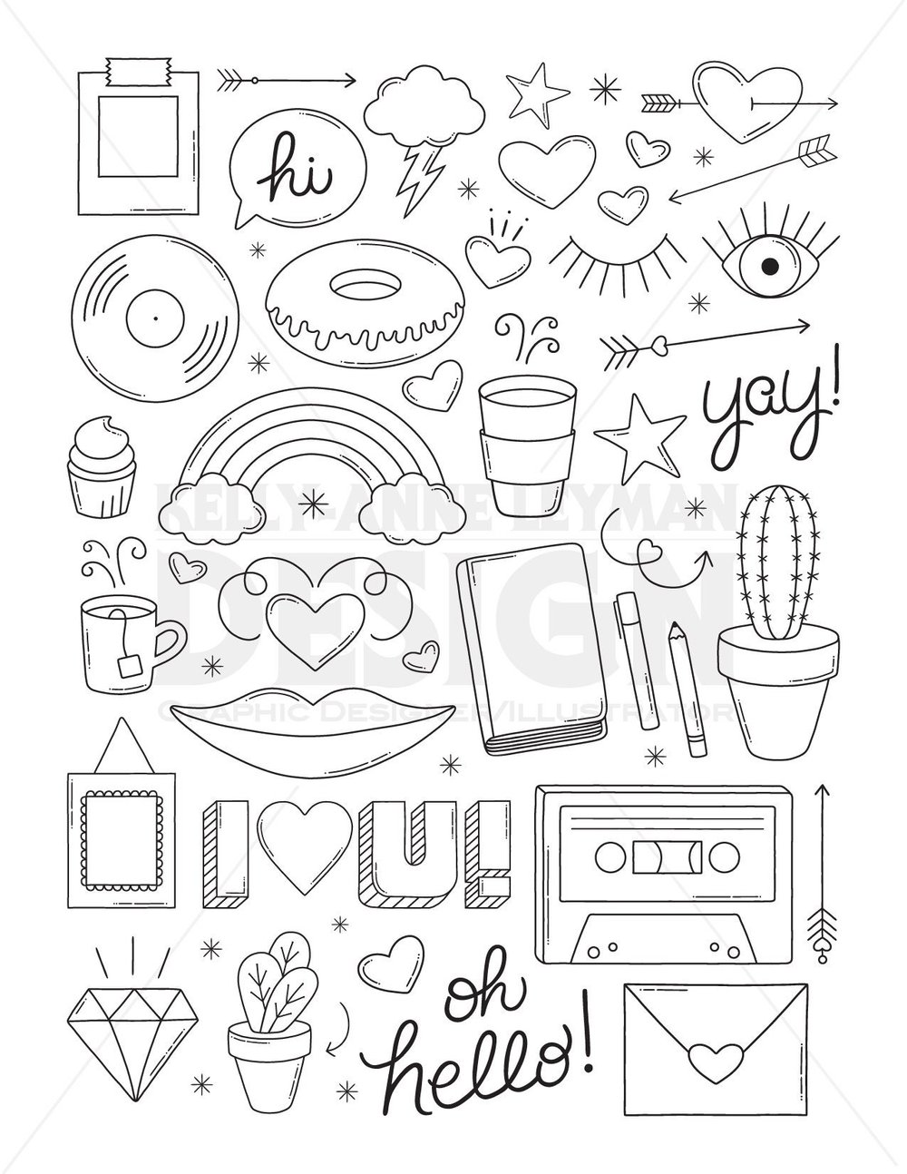 Printable coloring pages for adults, Retro Coloring Page, Love Digital  coloring pages, Vintage printable, Digital Download, Instant Download — ...