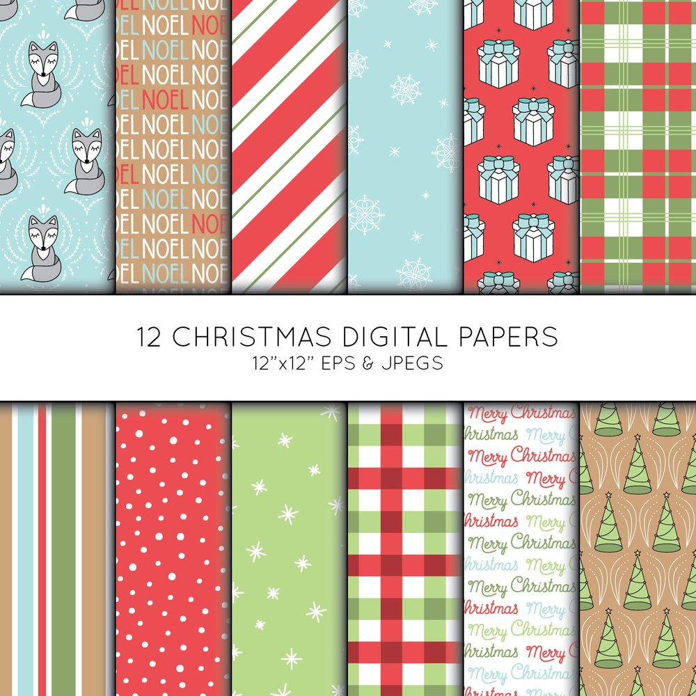Christmas Digital Paper, Holiday Scrapbook paper, digital paper pack,  background, Vector Graphics, digital download, commercial use — Kelly-Anne  Leyman Design