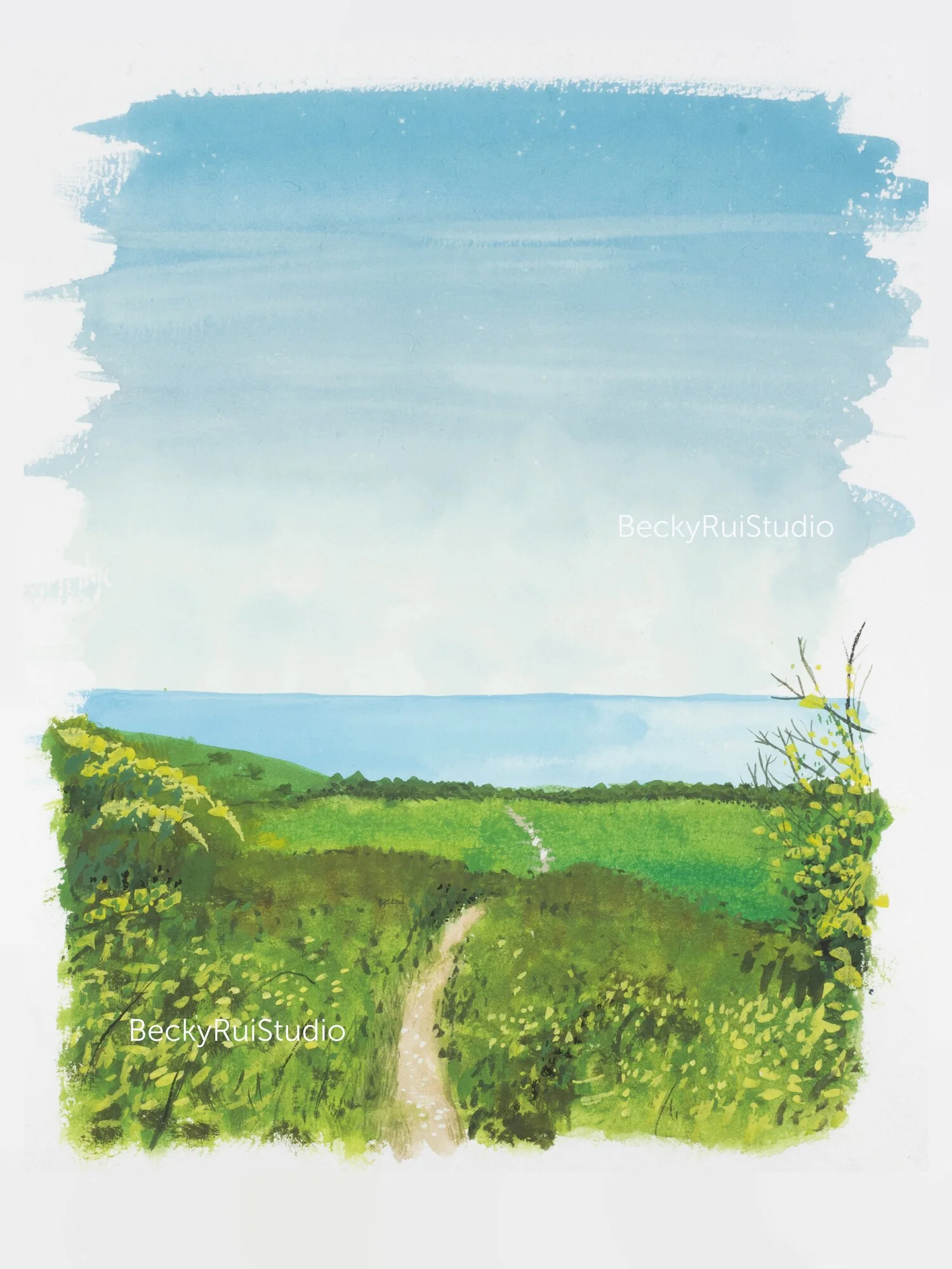 New print in my Etsy shop today - Sea views from East Brighton Park, South Downs of Sussex