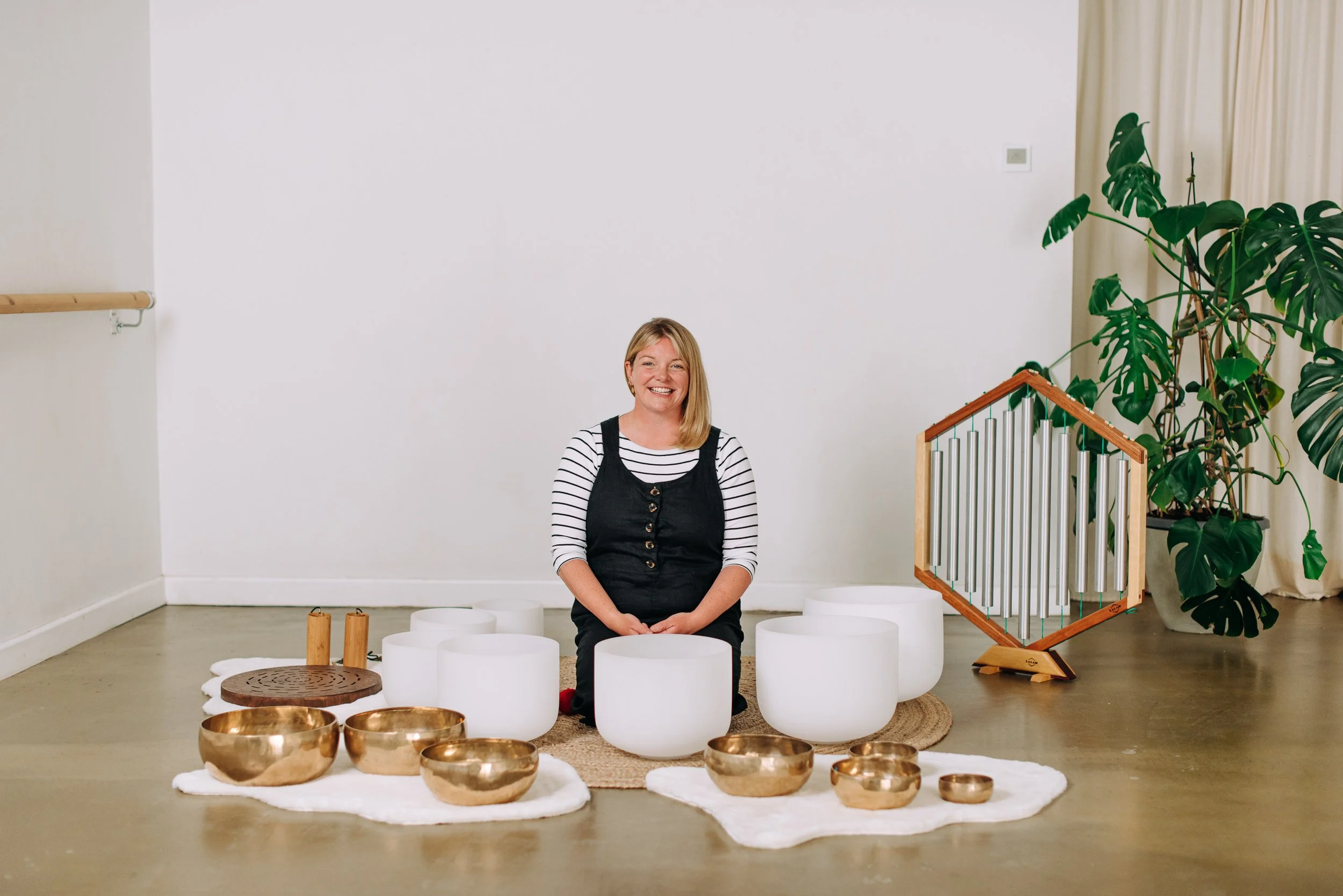 Bristol personal branding photography with Becky Rui. Photos of sound and rest facilitator with crystal bowls