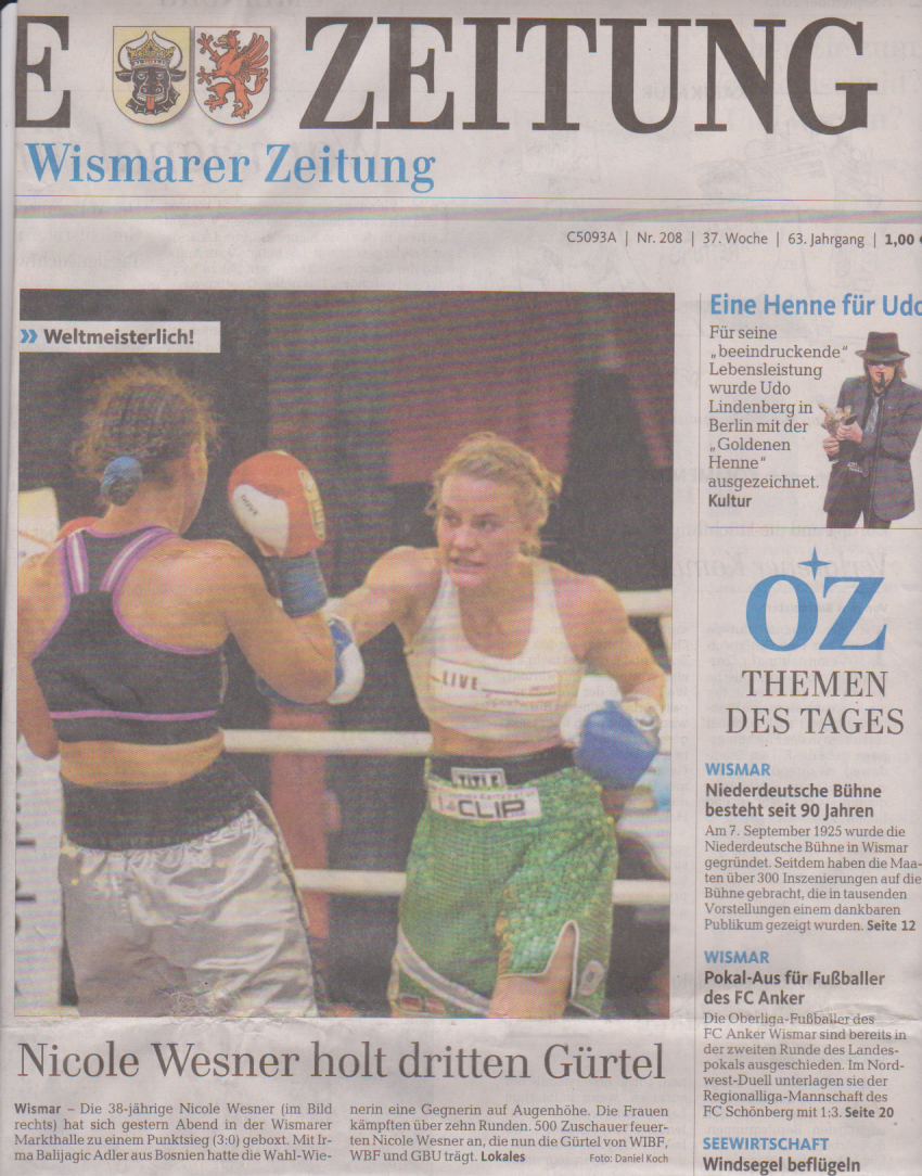 Titelblatt Ostsee-Zeitung 7.9.2015