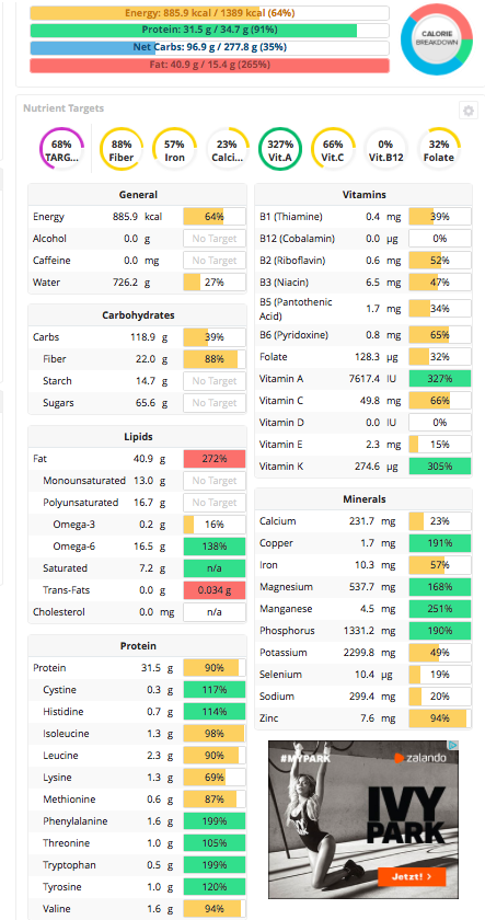 Bild: Screenshot Cronometer-Auswertung