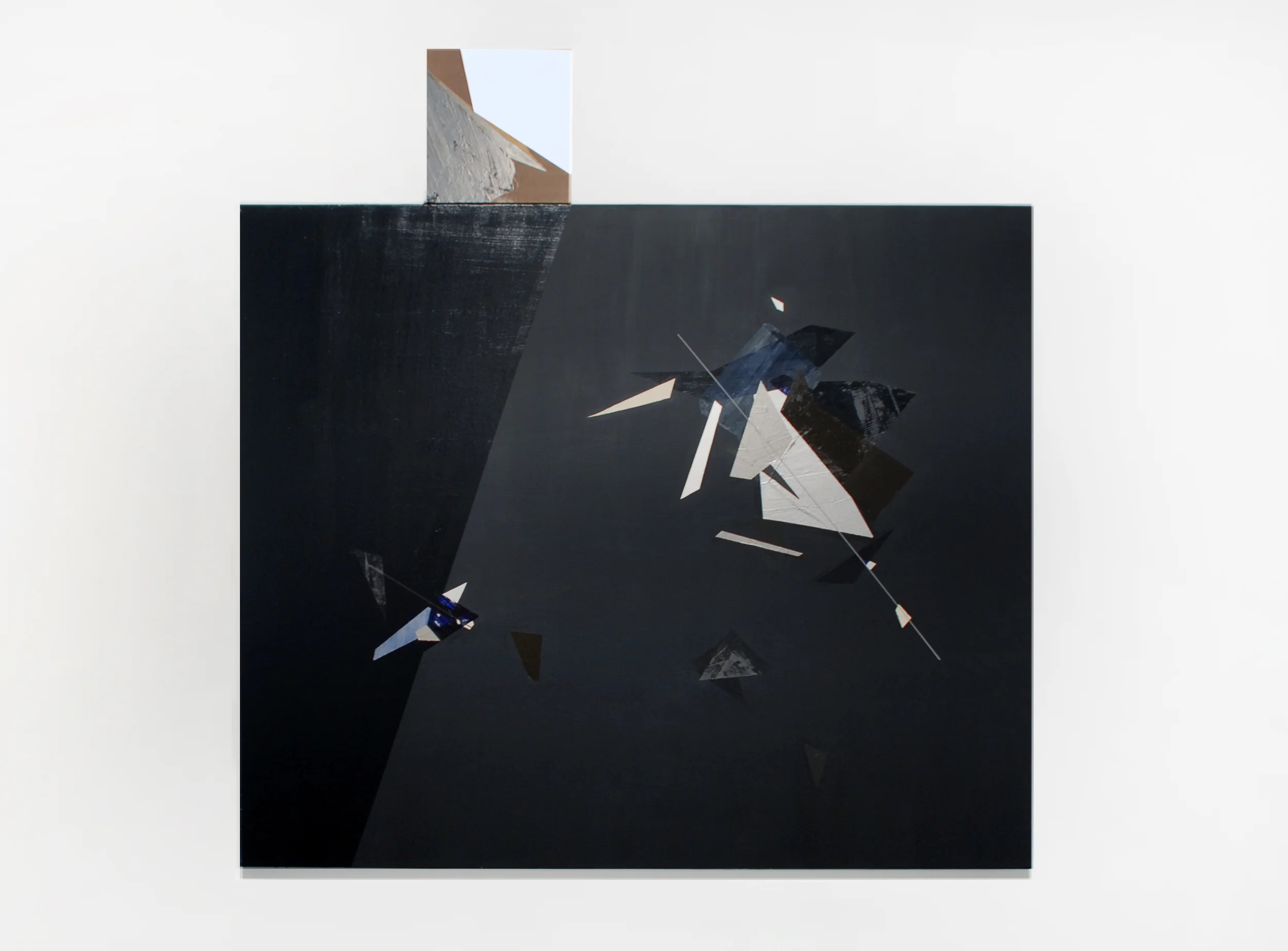 Nighttime Black System with Metallic Explosion , 2011, Collaged acrylic and ink on canvas