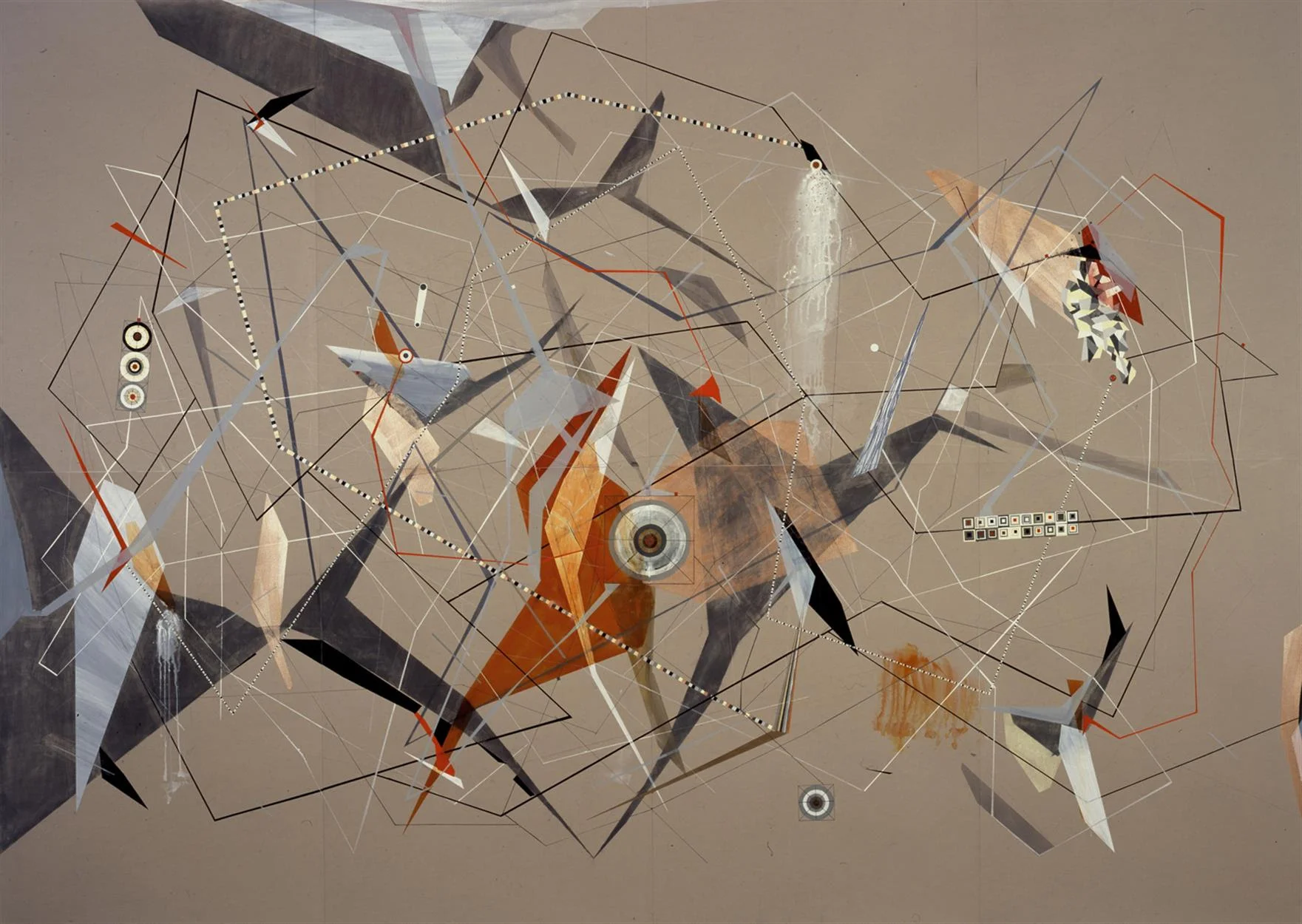 Urban Metropolis Headquarter System with Crimson Unit Transmitters and Silver Expulsion Area - 2009-2012 - Gouache, ink, colored pencil, graphite, and pastel on Fabriano Murillo paper - 6 x 9 feet