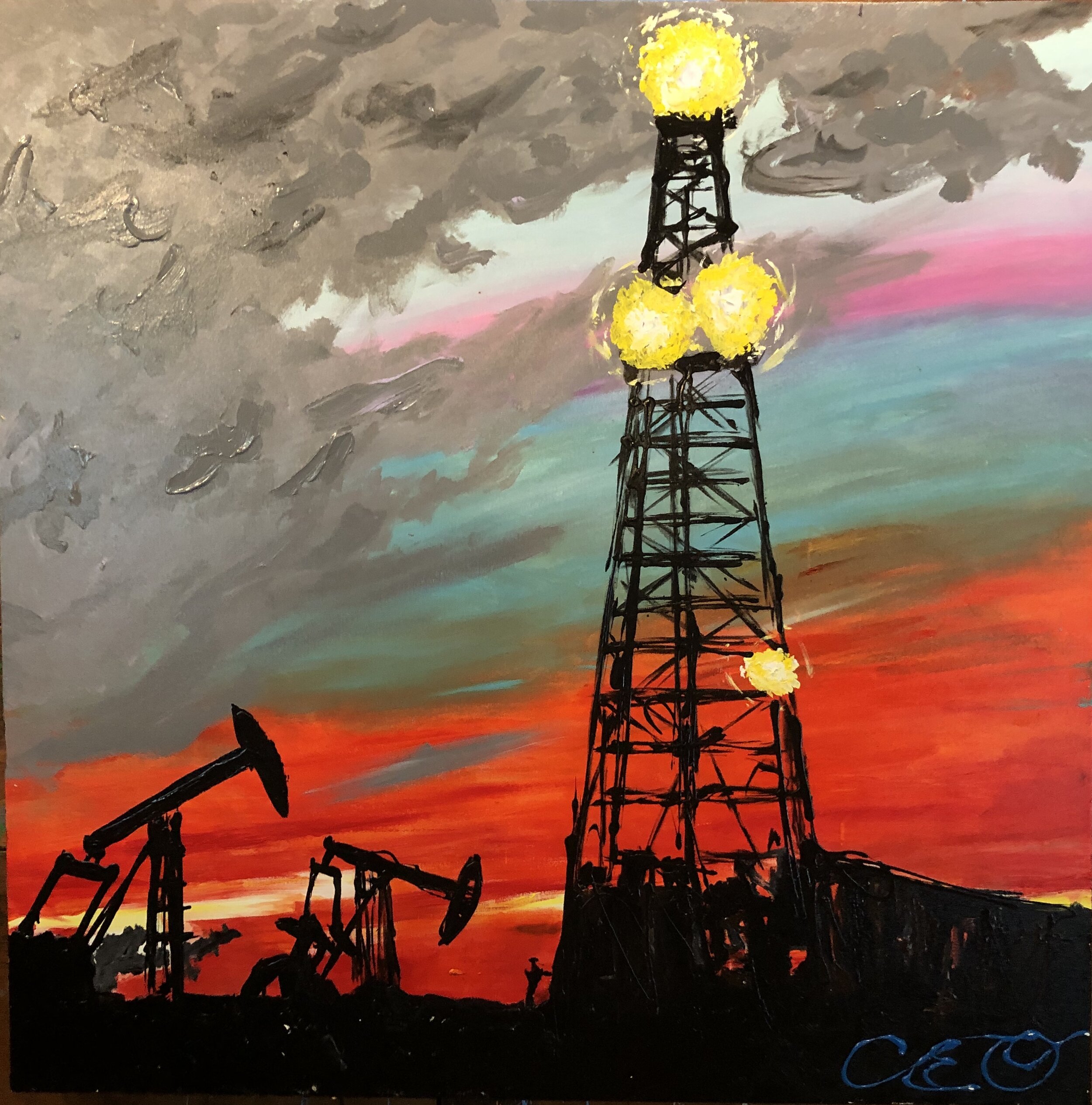 End of the day at the oil field