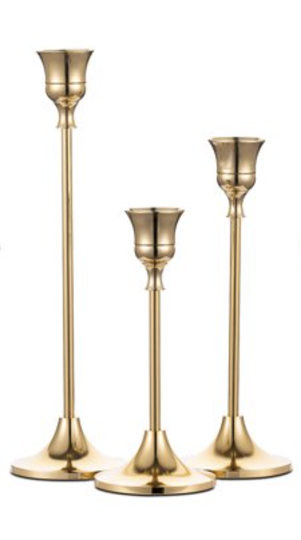 Gold Candle Sticks- Set of 3