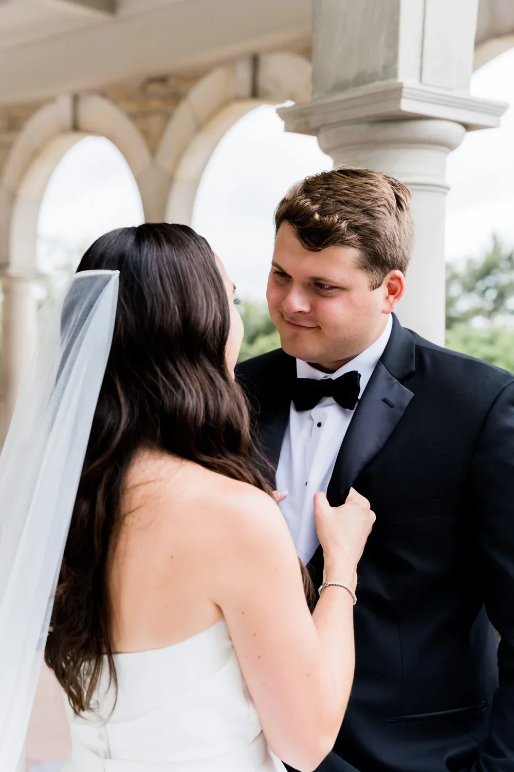 Tender Bride and Groom Moment Outdoors