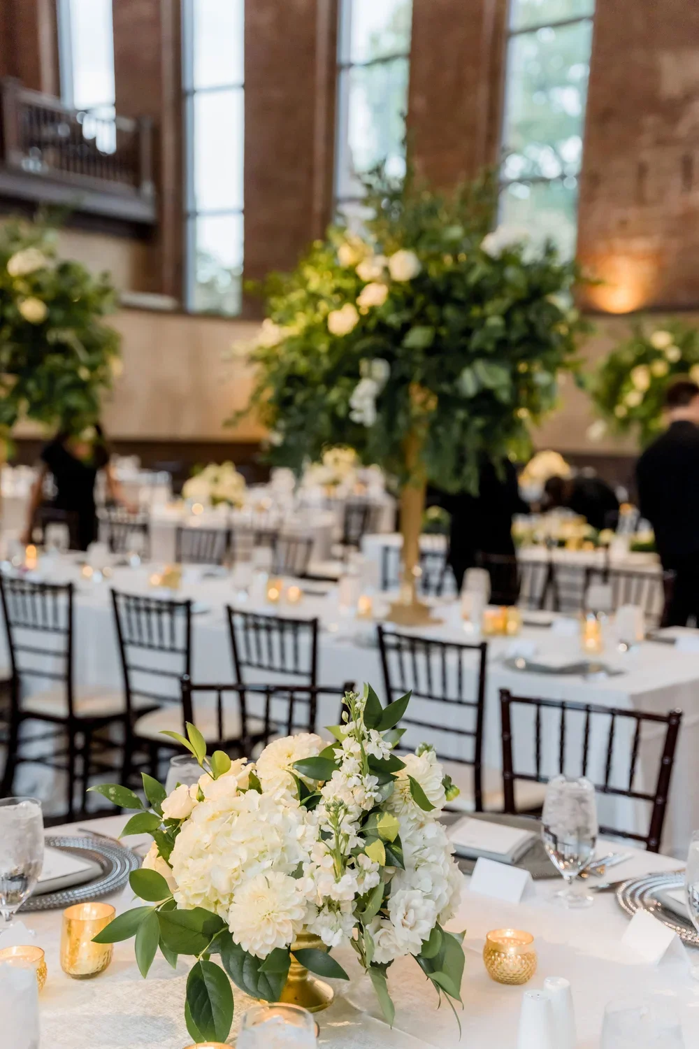 Elegant Wedding Reception with Mixed Centerpieces