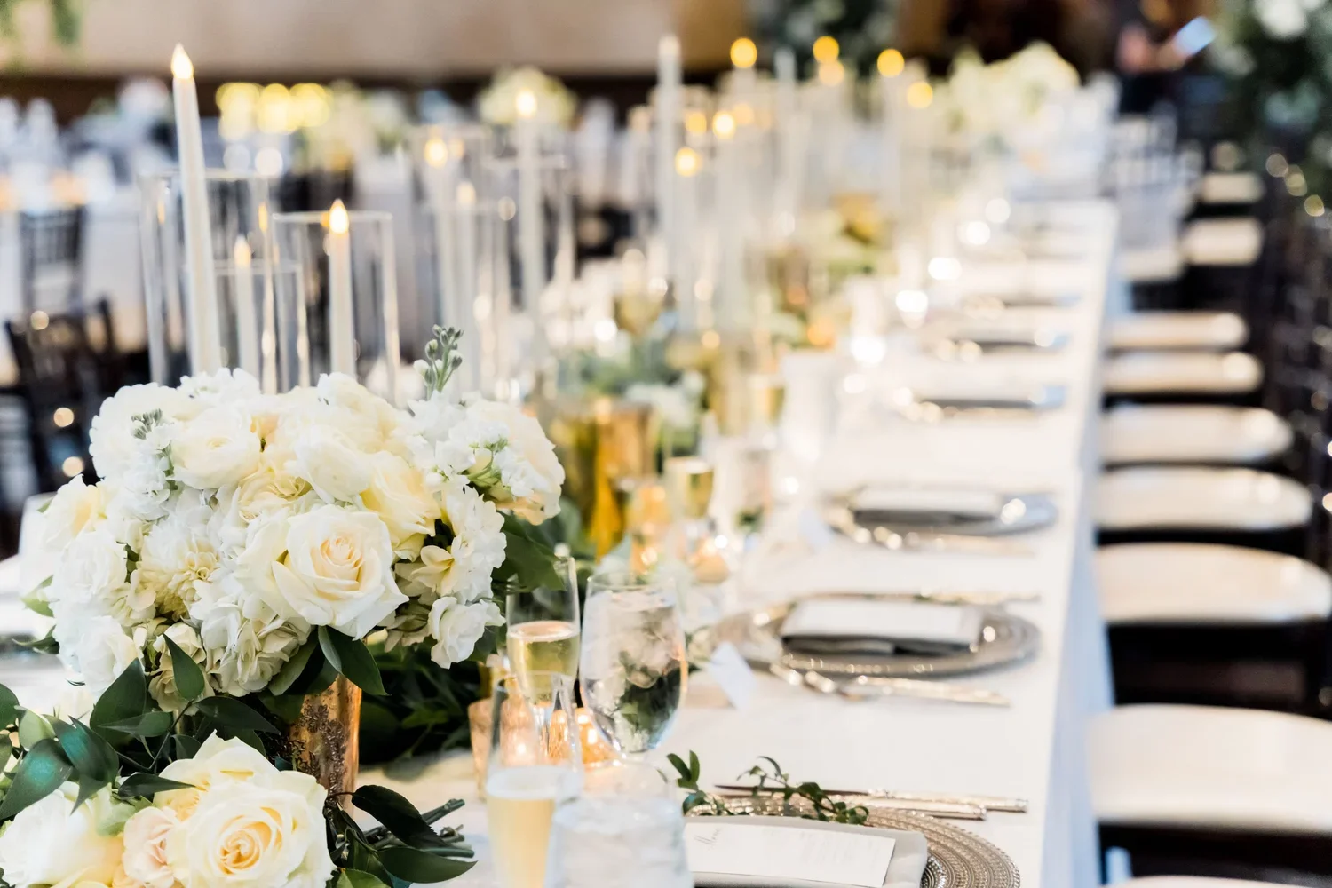 Elegant Reception Table with Floating Candles