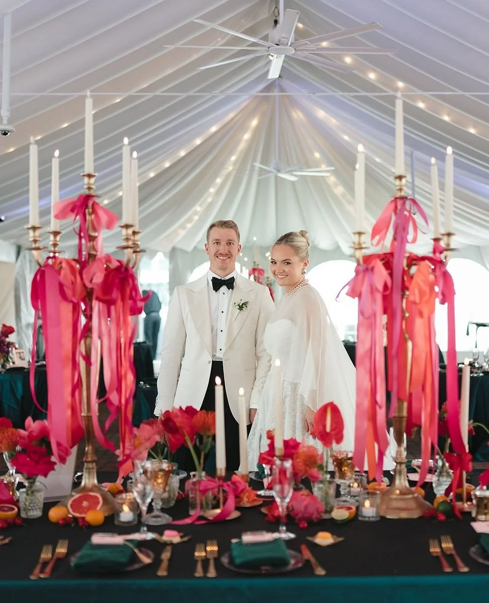 We love unique head tables over here. These ribbons added a whimsical and elevated touch to the Taft Museum wedding reception. &quot;Enchanted&quot; is an understatement. ⁠
⁠
Vendor Team:⁠
Floral and Event Design: @clflorals⁠
Coordinator: @beautifulm