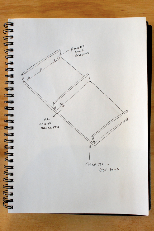 To avoid holes in your top, fasten the supporting pieces with angle brackets, or by drilling pocket holes