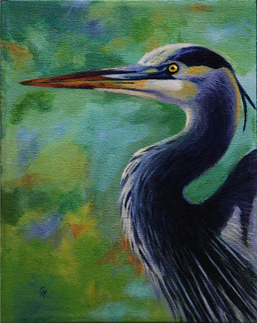 Great Blue Heron 10” x 8” acrylic on canvas
