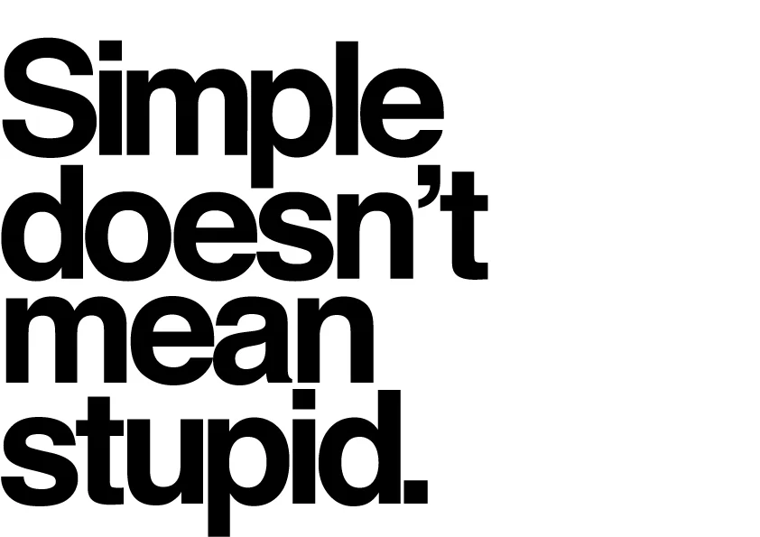 Typographic image saying keep it simple, with reference to business copywriting.