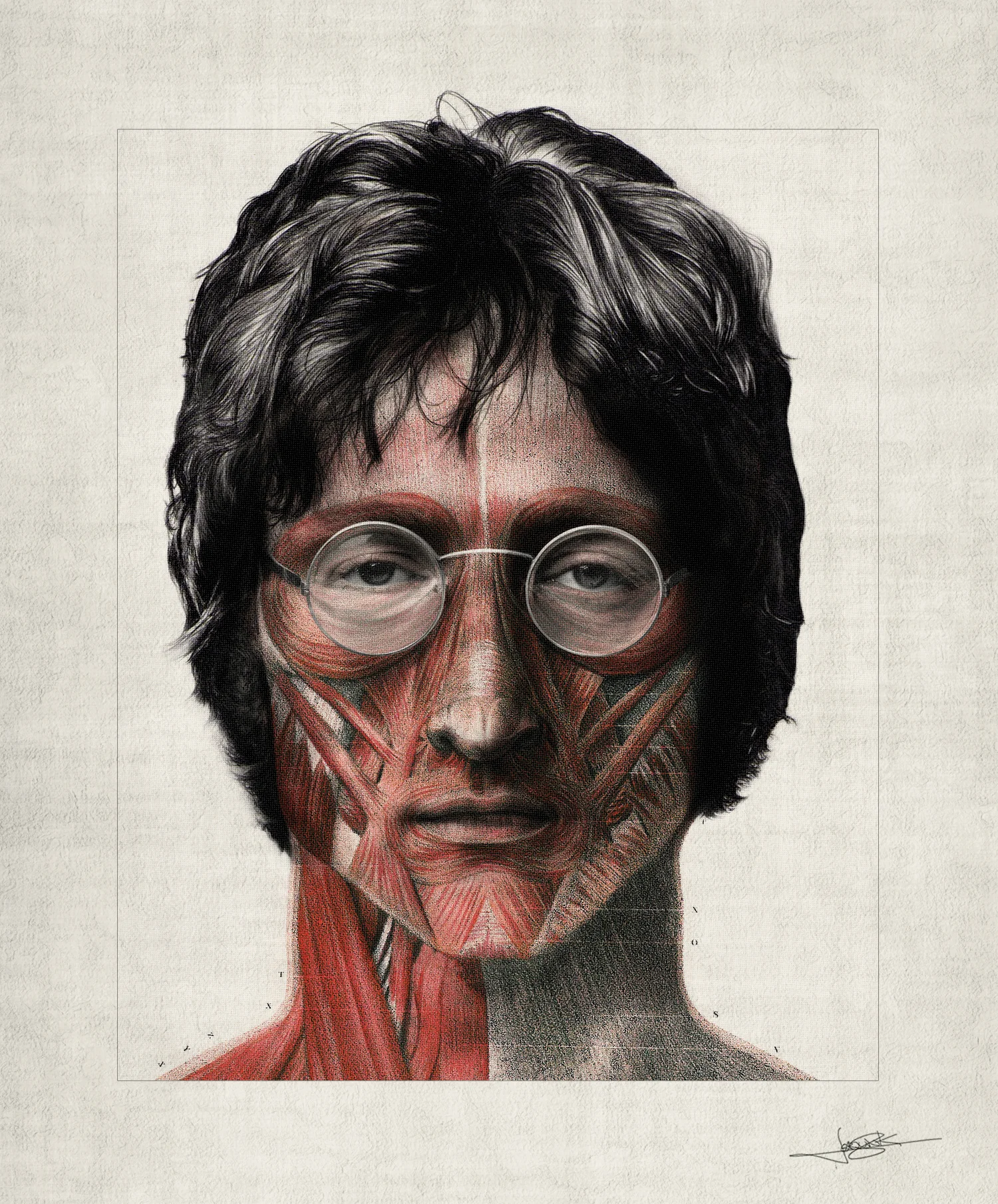 "We're ONLY Humans - John" Screen print over archival pigment print with pencil finish. Li mited available prints per request (30x22 Giclée Print on 240gsm paper).