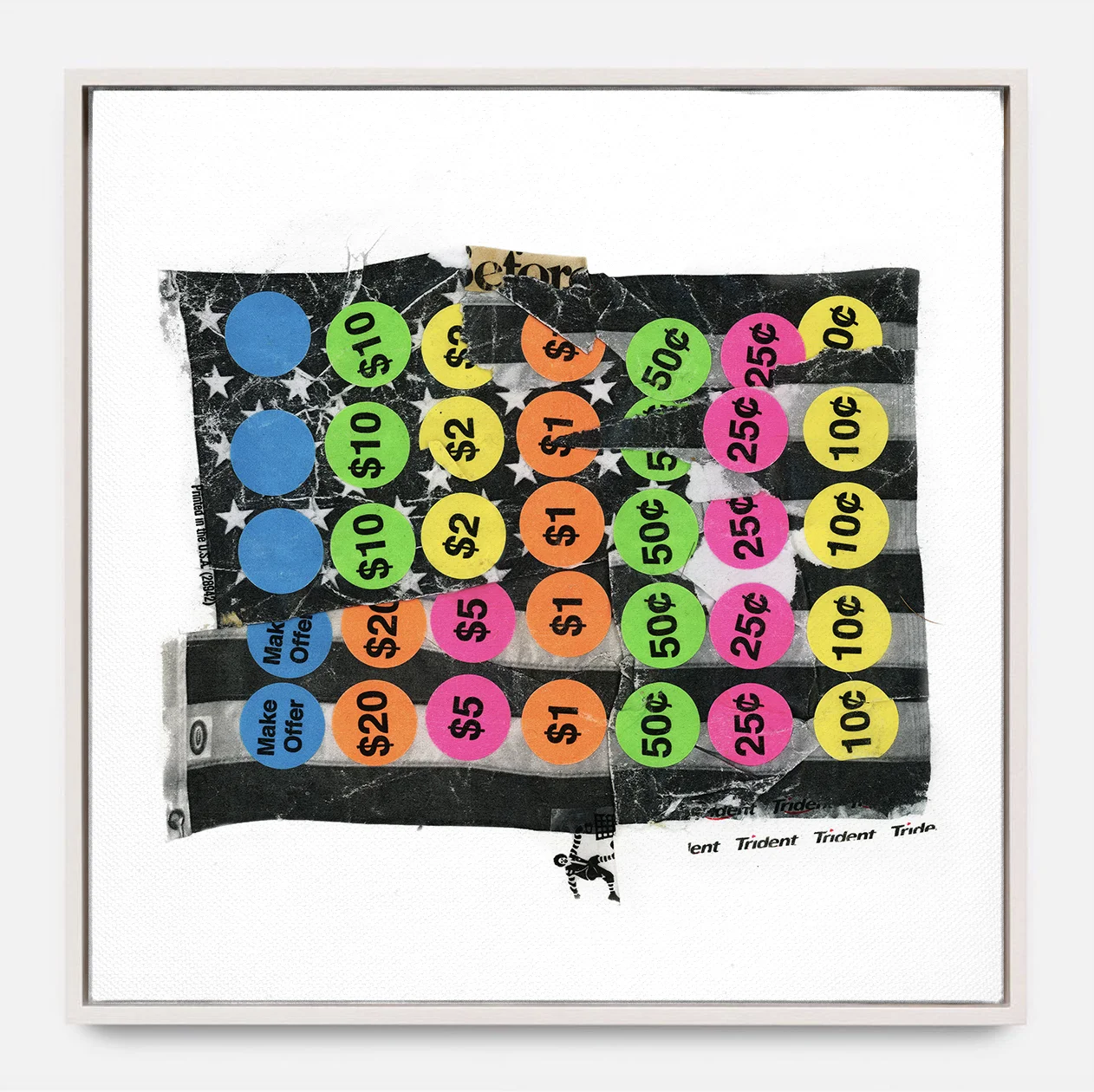 GREEN CARD (2018) Mixed Media on Wood Panel 40 x 40 inches One of a Kind $ 1,500.00