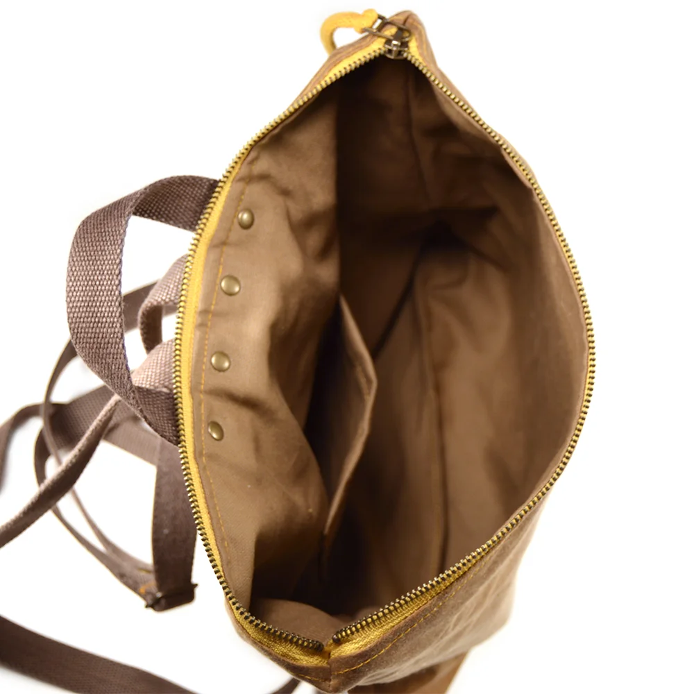 Backpack - Handwoven Textile // Olive + Pumpkin Twill  display picture 2