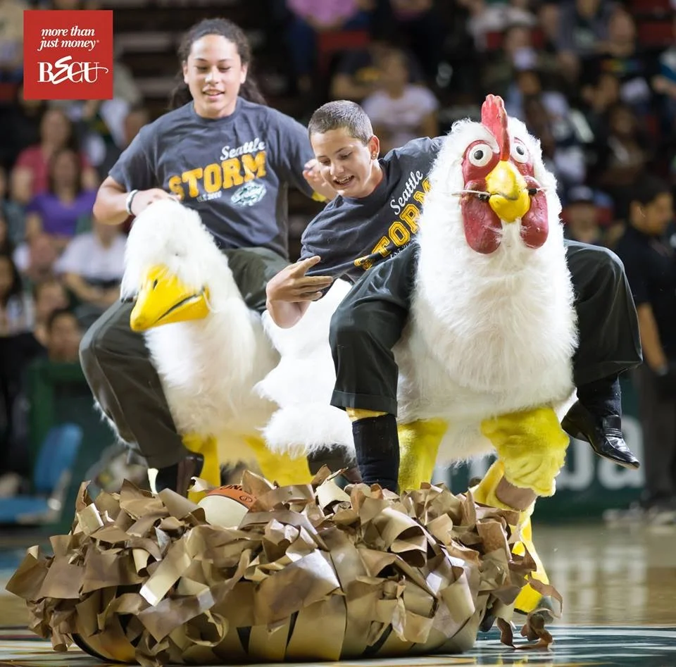 Sue Bird Racing featured at Seattle Storm games is a strong example of a well planned and executed in-game promotion. 
