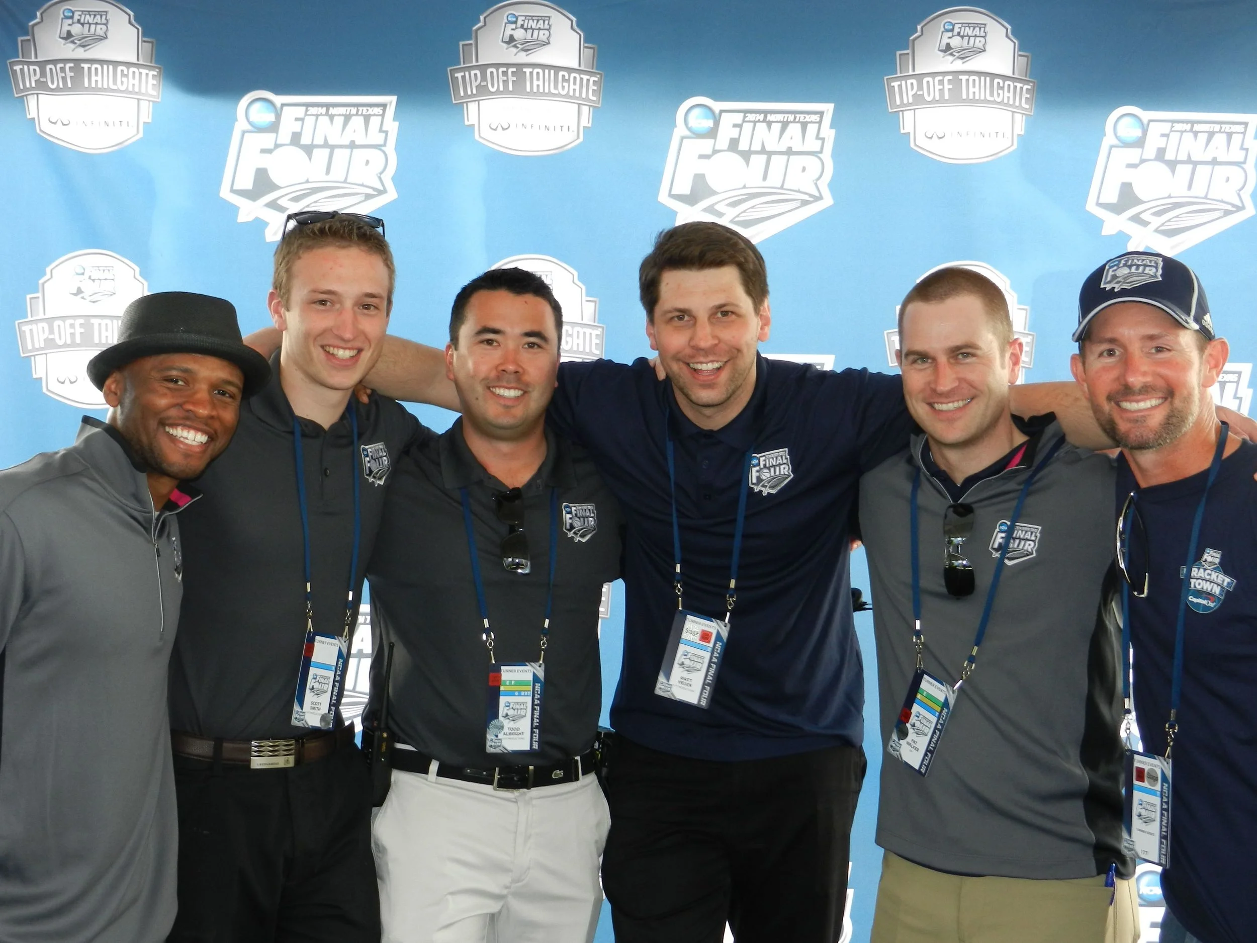 Ro (far left) with 3PT staff following the 2014 Tip-Off Tailgate at the Final Four in North Texas. 