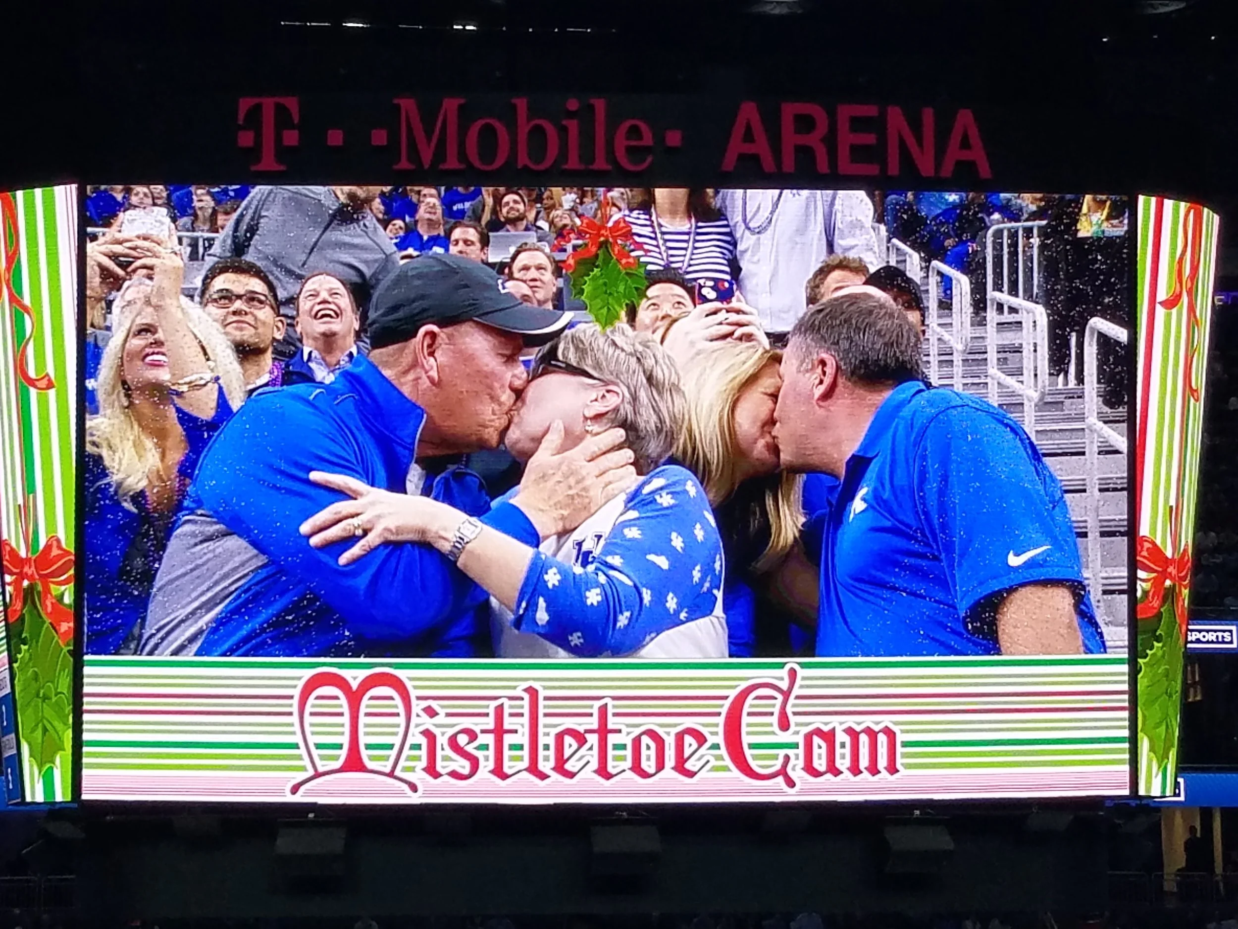 The Mistletoe Cam is a great holiday twist on a traditional Kiss Cam. We featured it once during each game to highly spirited crowds.