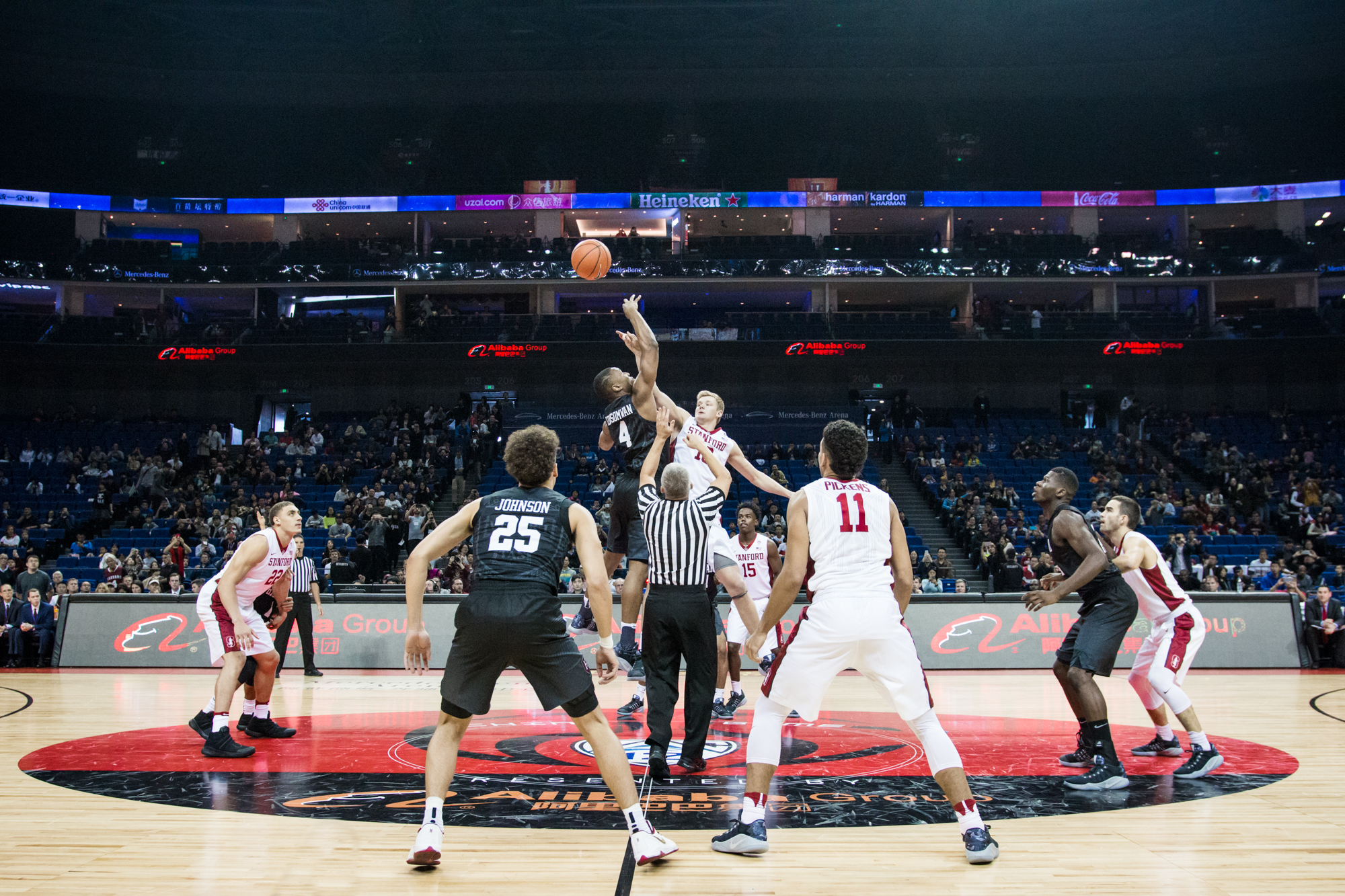 The 2016 Pac-12 China game featured Harvard vs. Stanford at Mercedes Benz Arena in Shanghai. 