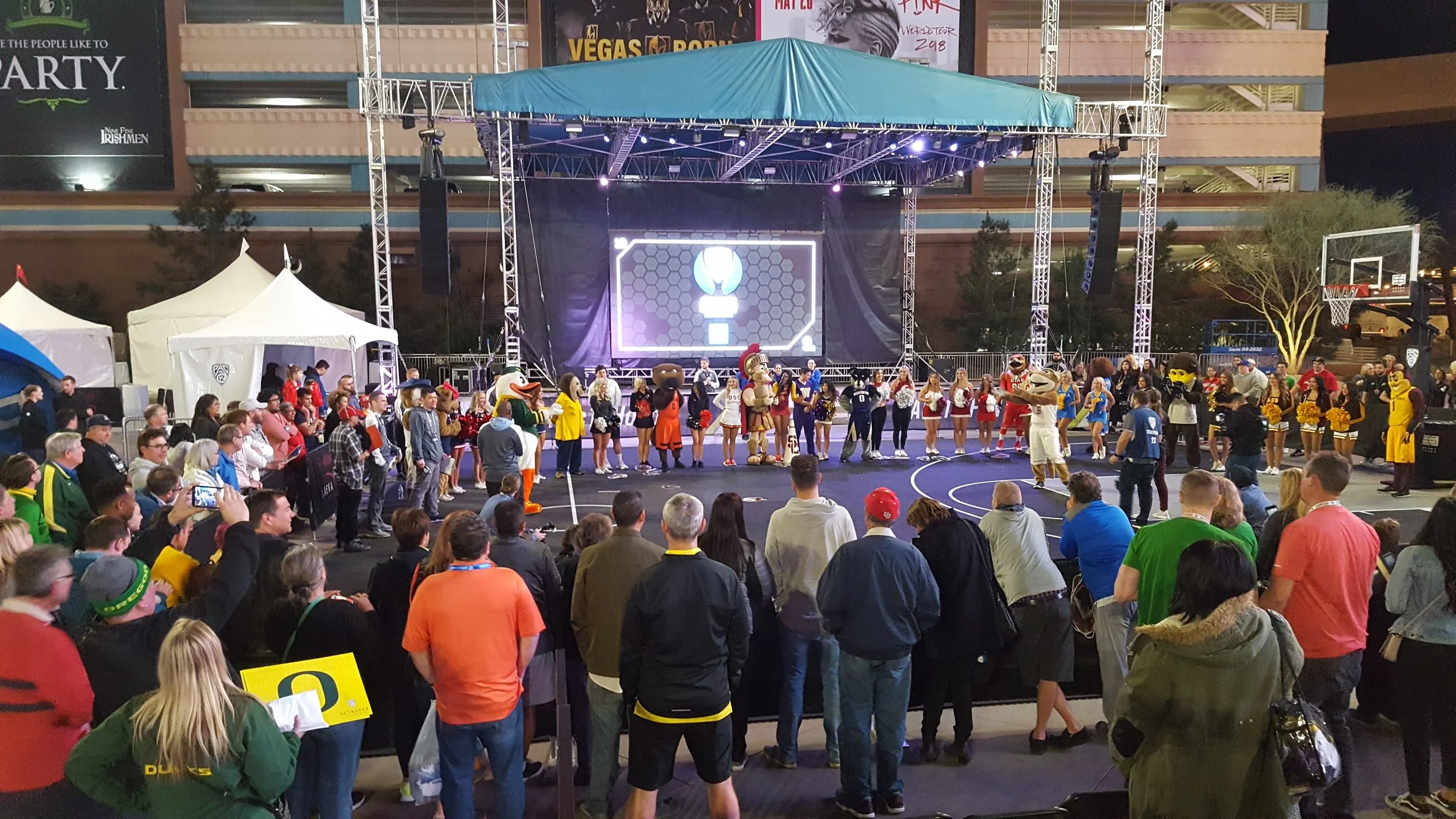 Mascot Madness at the Pac-12 Fan Plaza in Vegas.