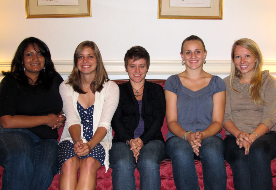 2010-2011 Volunteers Left to right:Sabrina Vasa, Allison Young, Lindsay Wallace, Kirsten Wittkowski, Chloe Sidley
