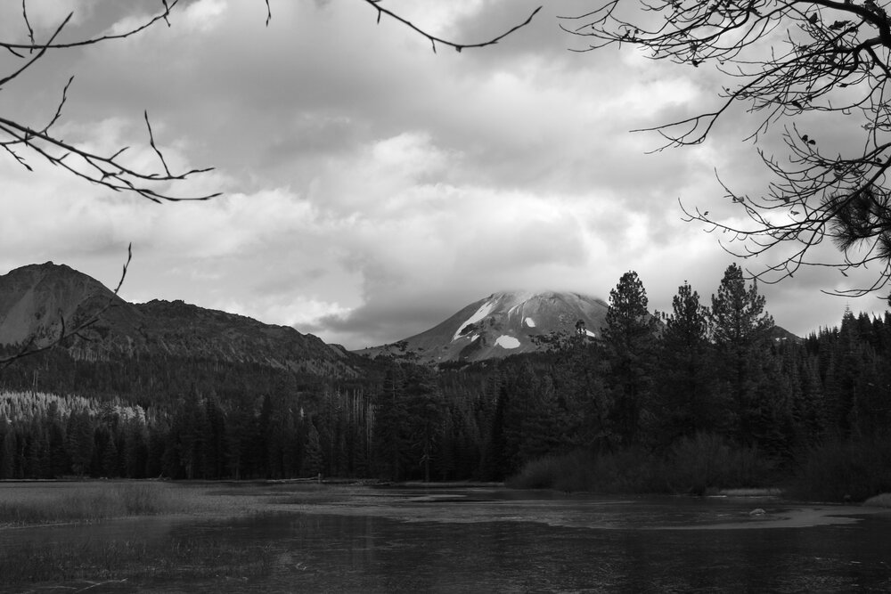 A view of the Lassen Peak from Manzanita Lake IV