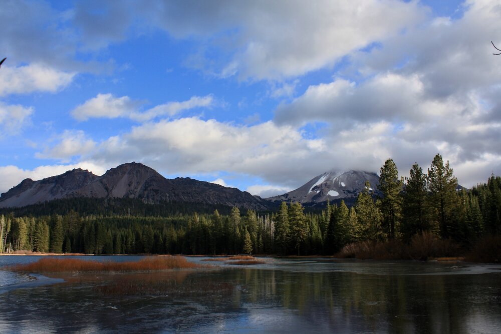 A view of the Lassen Peak from Manzanita Lake V